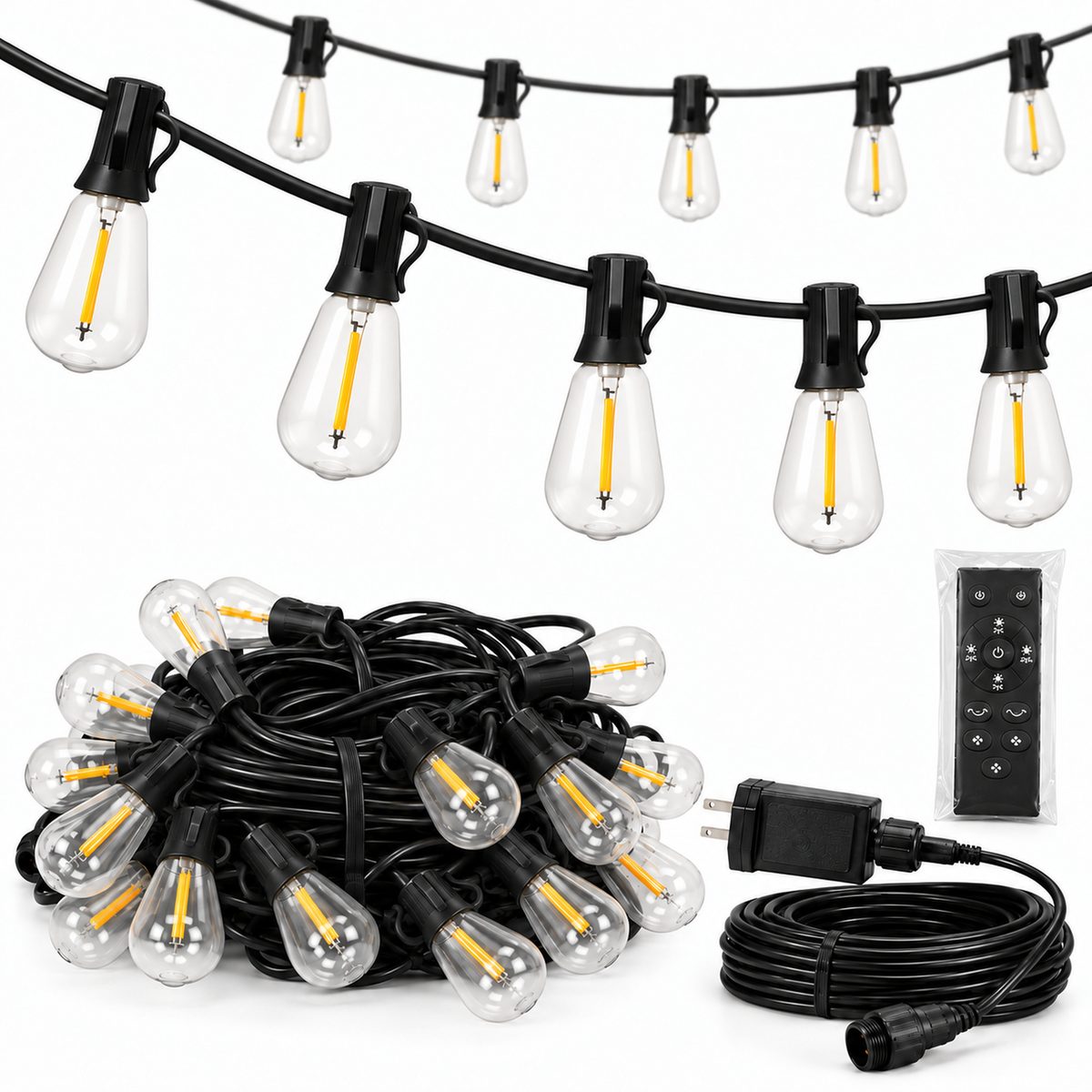 ST38 24V Plug-In String Lights with Remote – 50 Bulbs, 100FT (PNLV38050001)