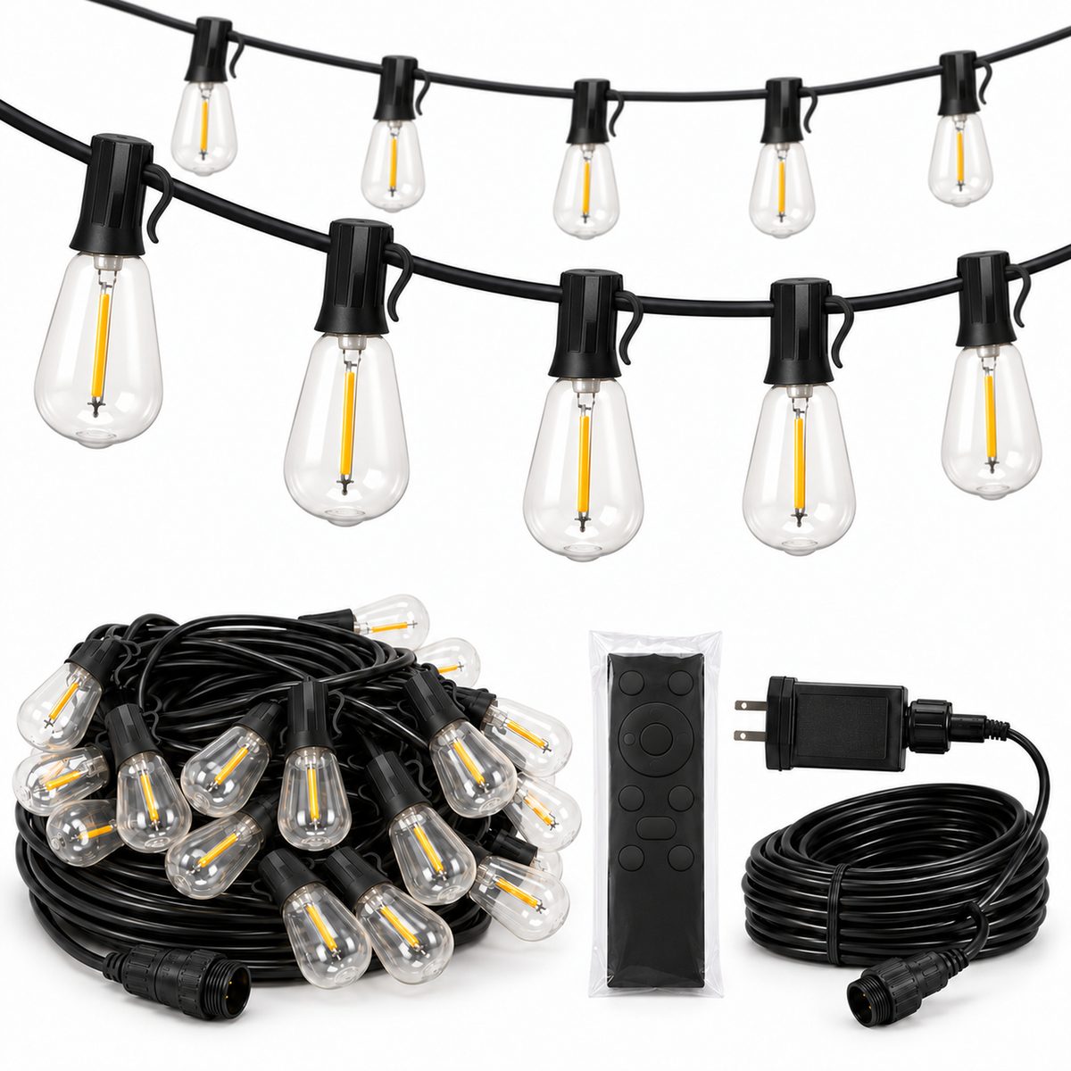 ST38 24V Plug-In String Lights with Remote – 60 Bulbs, 200FT (PNLV38060001)
