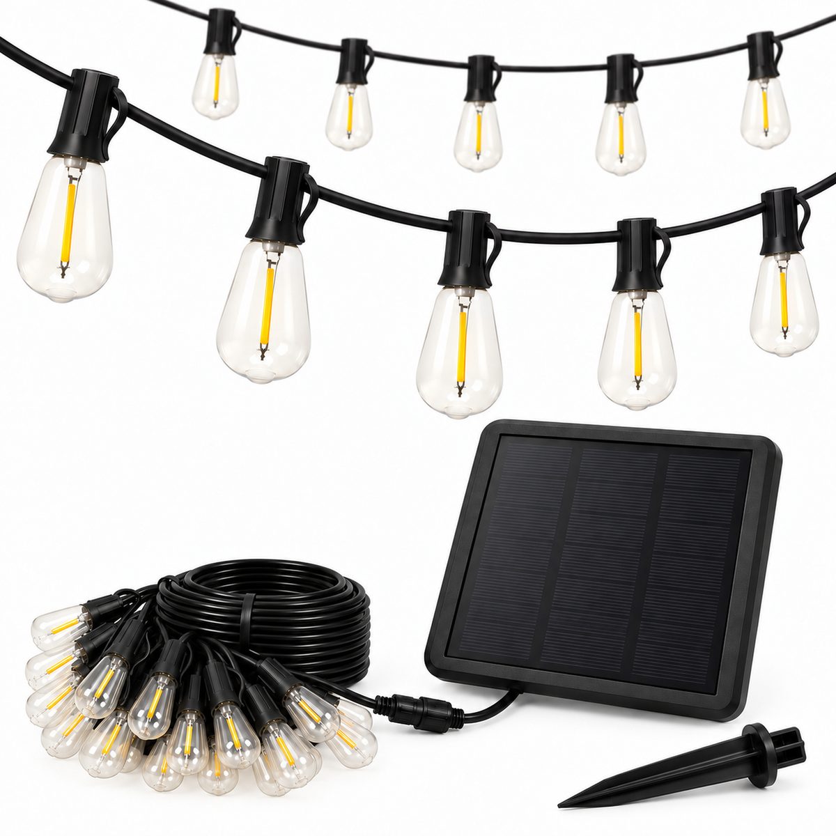 ST38 Solar String Lights with Remote – 25 Bulbs, 50FT (PNSL38025001)