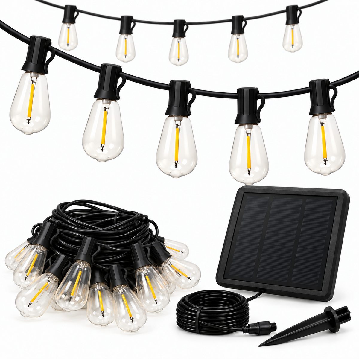 ST38 Solar String Lights with Remote – 30 Bulbs, 100FT (PNSL38030001)