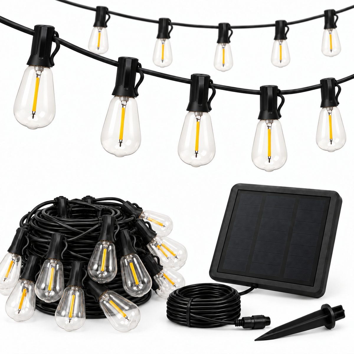 ST38 Solar String Lights with Remote – 100 Bulbs, 200FT (PNSL38100001)